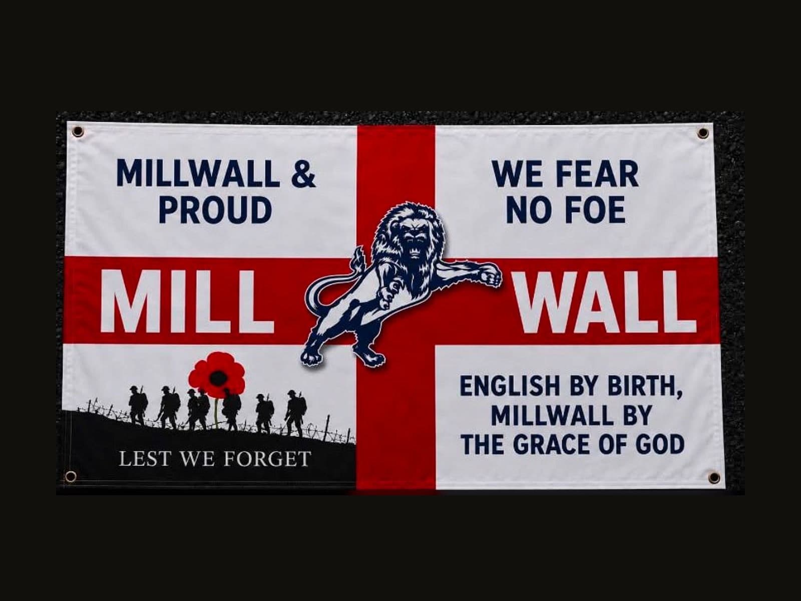 Millwall supporter flag